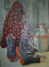 Red Coat painting of gentleman farmer in Maine