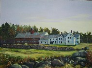 Painting of farm and barn in Maine