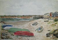Painting of Small Boat in Maine
