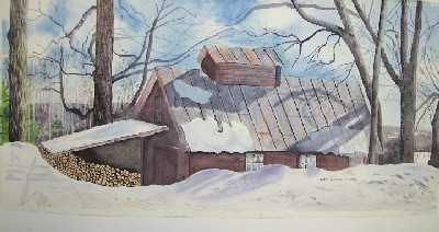 Painting of Maple Sugar House - Farmington, Maine
